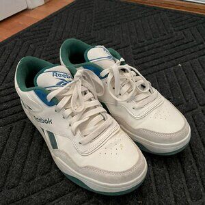 Green and White Reebok Sneakers